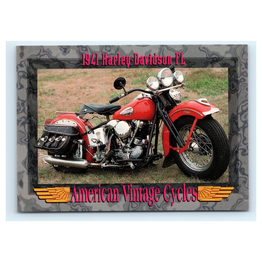 American Vintage Cycles Card 1941 Harley-Davidson Red Motorcycle Series II #144